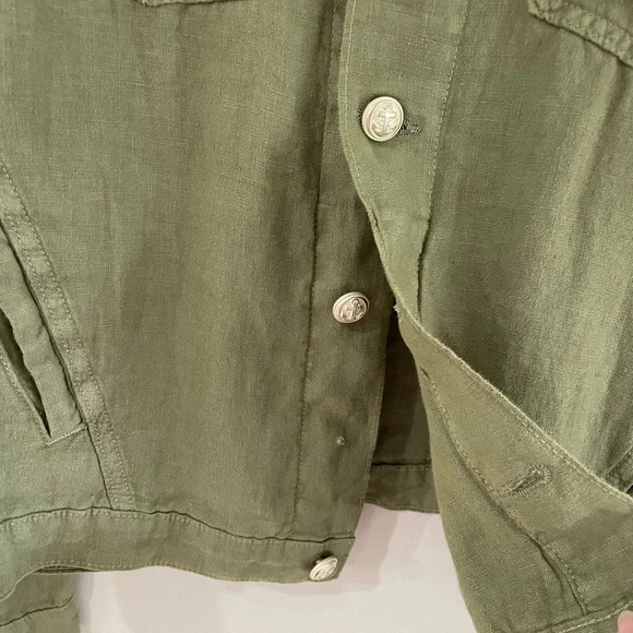 L'AGENCE Celine Slim Linen Utility Jacket - Sage Green - XXL - Picture 8 of 15